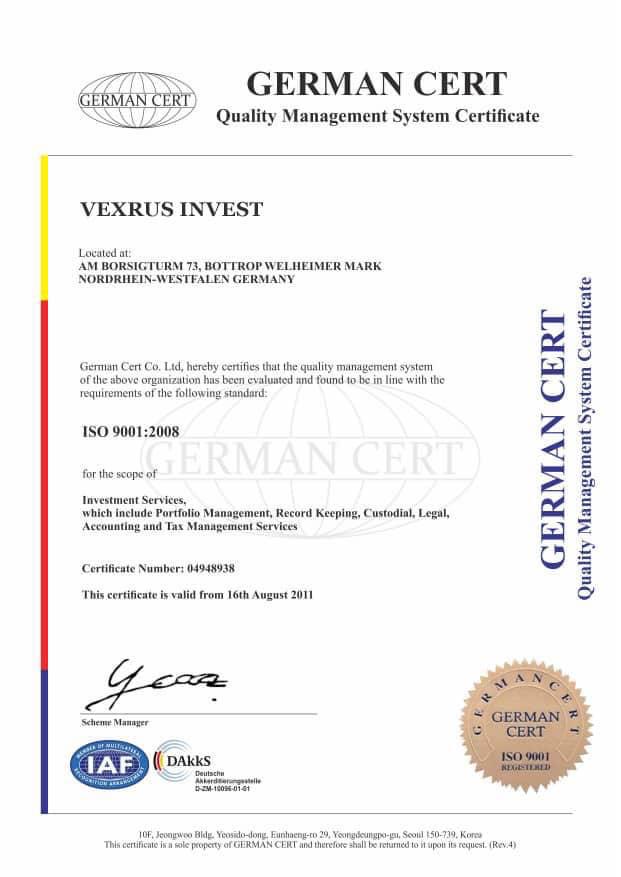 VectraSecure ISO Certificate